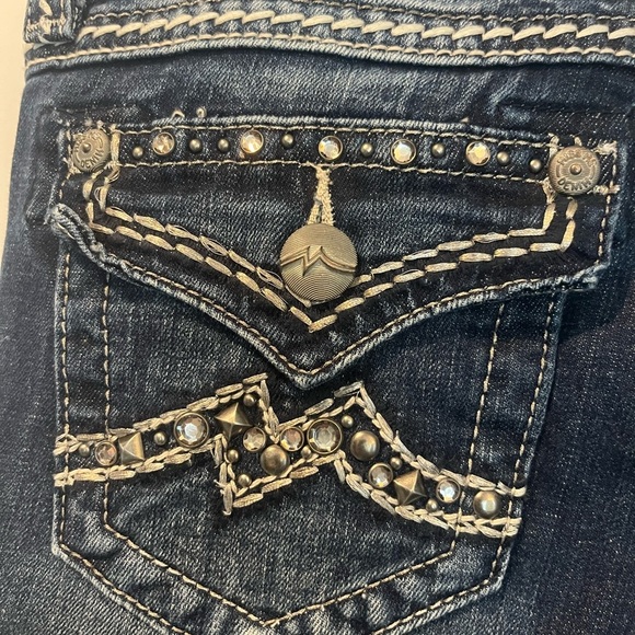Miss Me Easy Boot Cut Dark Wash Embellished Low Rise  Jeans Size 26 - Picture 8 of 10